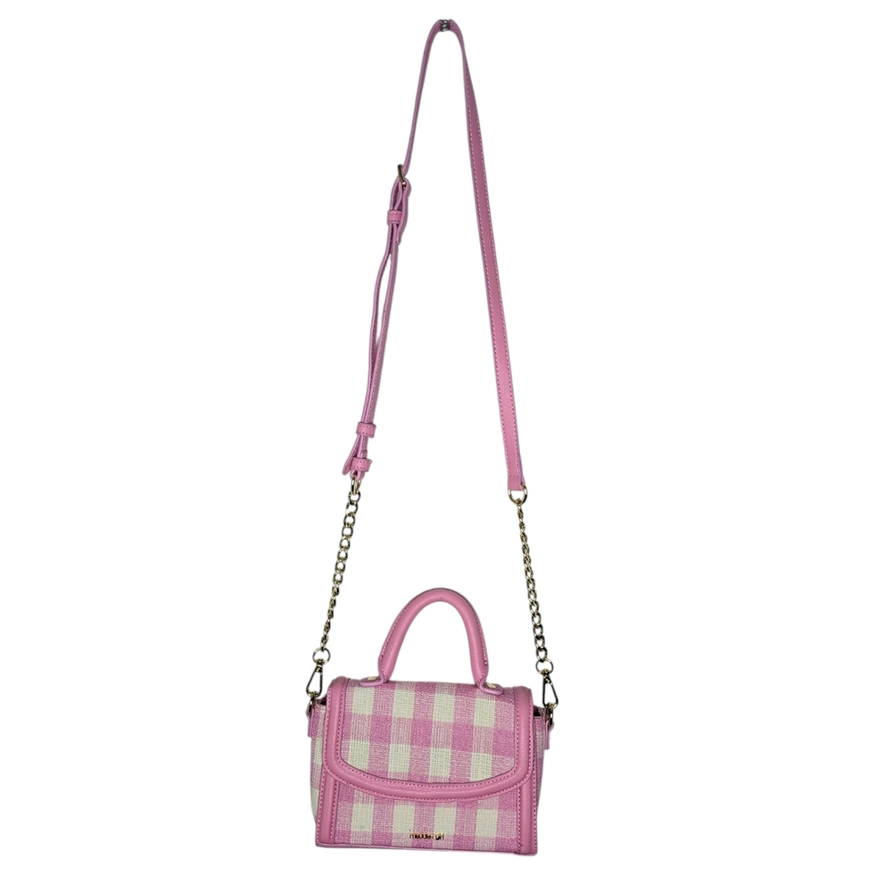 Madden Girl Pink and Cream Checkered Mini Bag with detatchable shoulder strap - Picture 3 of 4